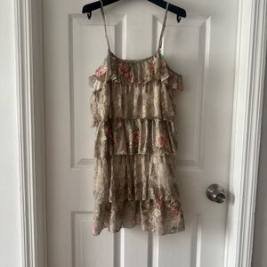 BASIC TREND Floral Lace Ruffle Top/Dress (Fits SMALL)